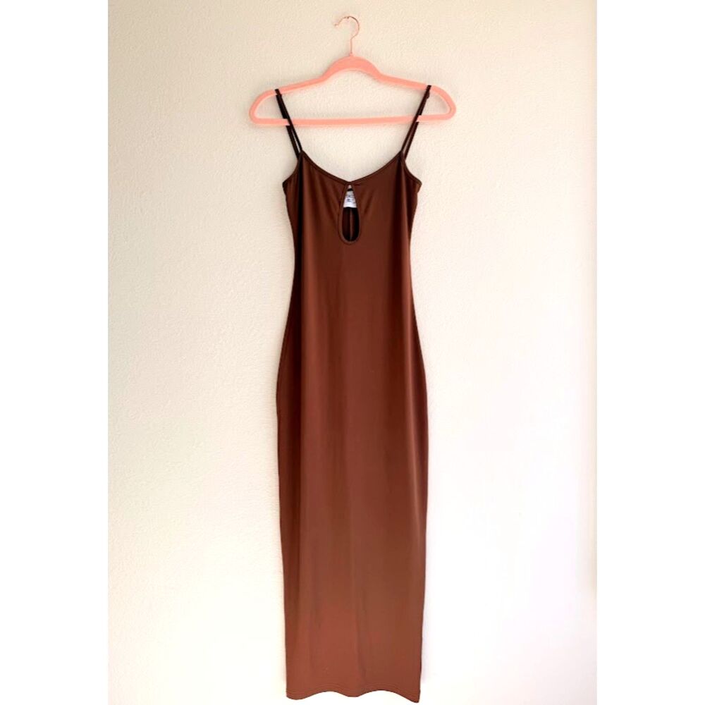 Princess Polly Keyhole Neckline Bodycon Slip Maxi Dress in Brown size 2 XS - S